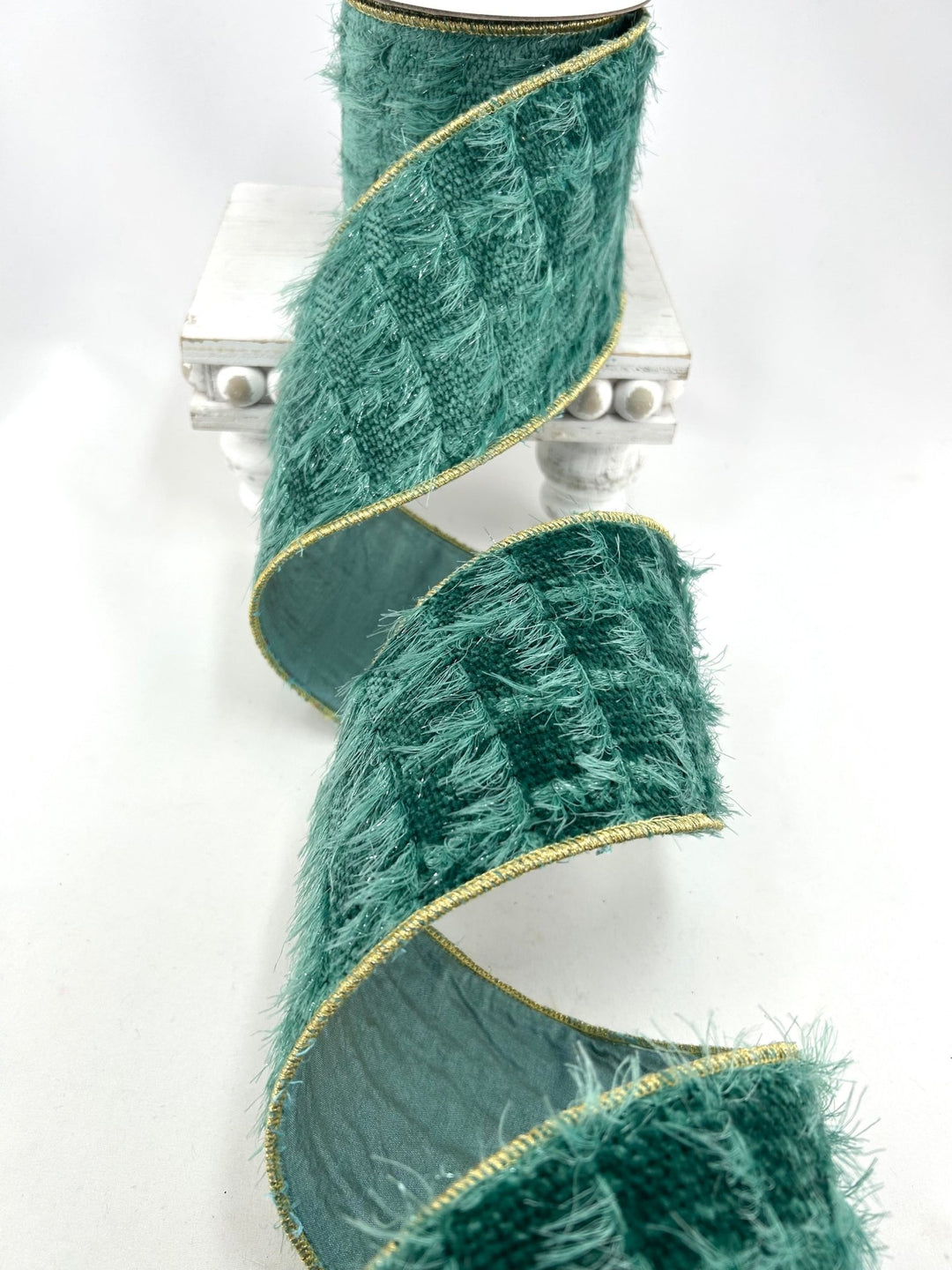 Green Celadon Eyelash Yarn Ribbon - 4" - Greenery MarketRW0079-GR