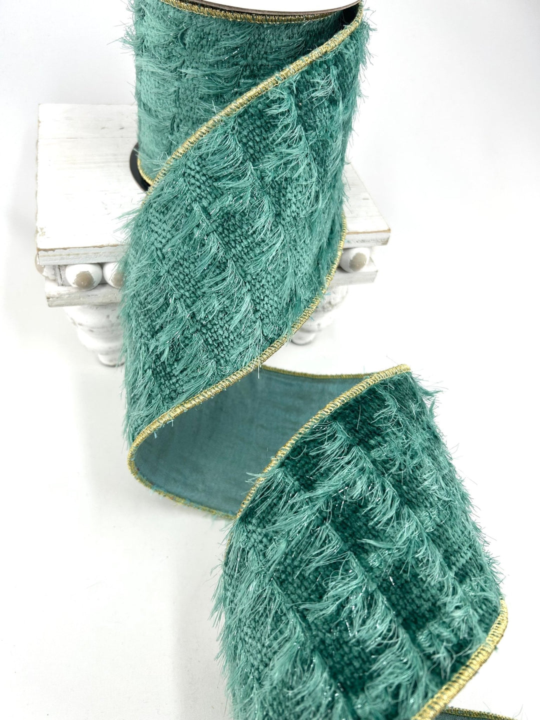Green Celadon Eyelash Yarn Ribbon - 4" - Greenery MarketRW0079-GR