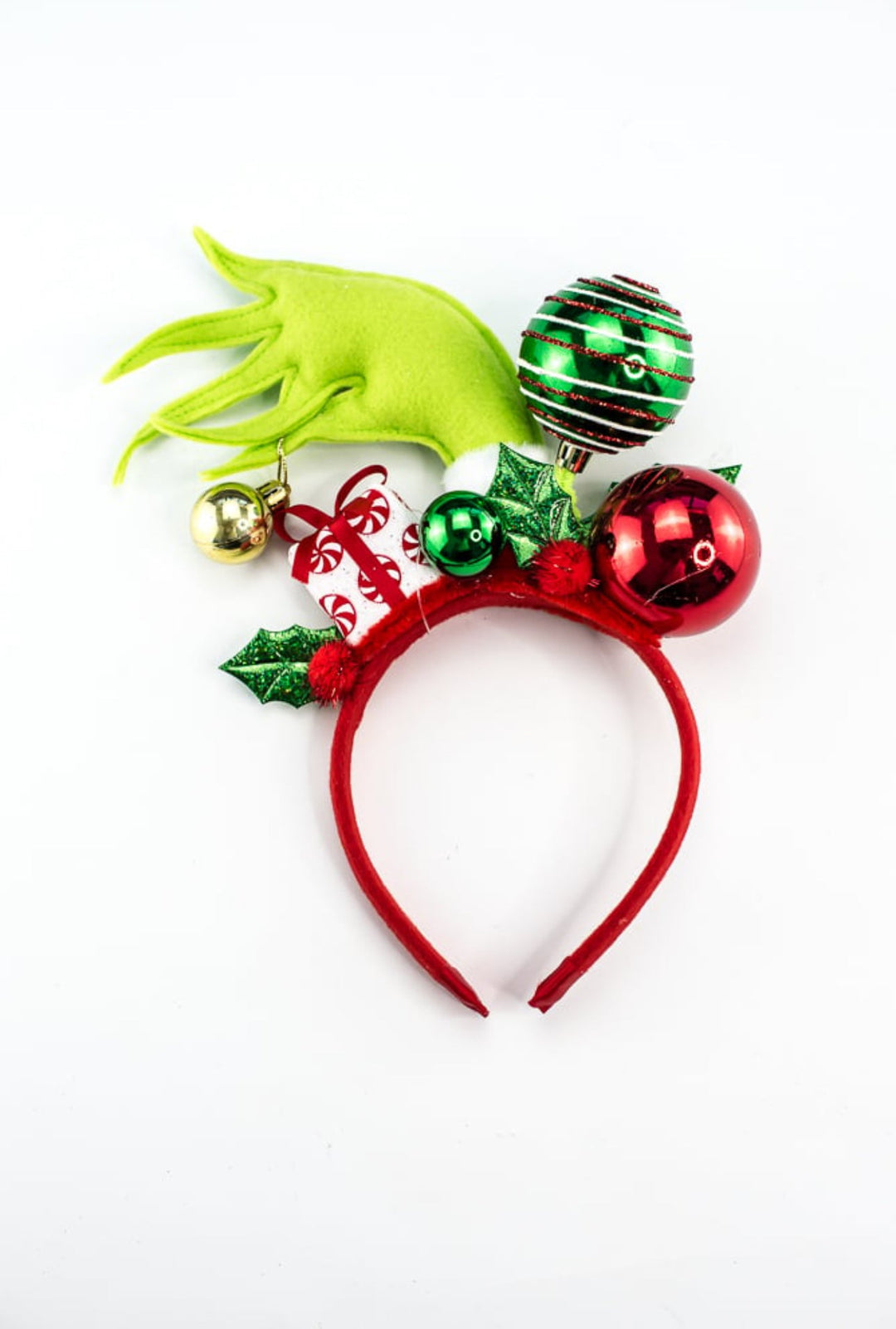 Green elf Christmas headband with ornaments - Greenery MarketPicks229101