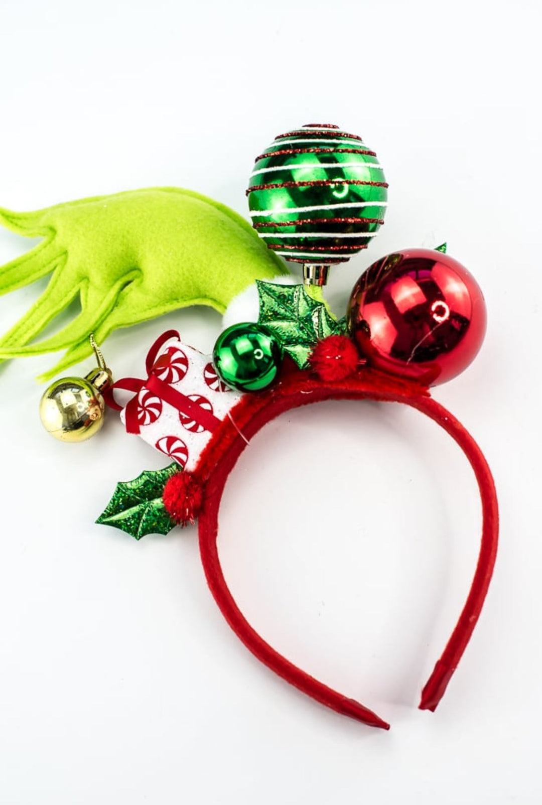 Green elf Christmas headband with ornaments - Greenery MarketPicks229101