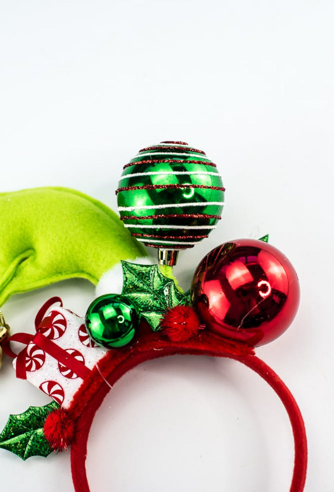 Green elf Christmas headband with ornaments - Greenery MarketPicks229101