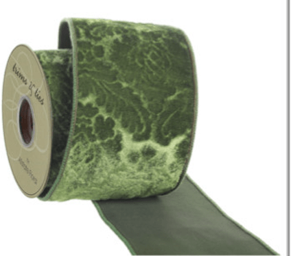 Green Embossed Velvet Ribbon - 4" - Greenery MarketRV2100-GR