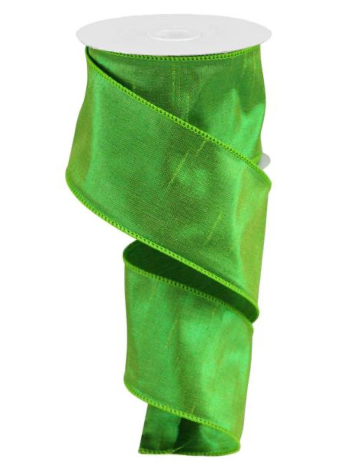 Green faux dupioni ribbon, 2.5