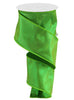 Green faux dupioni ribbon, 2.5" metallic wired ribbon - Greenery Marketwired ribbonRGA113809