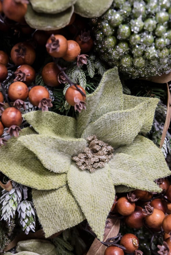 Green felted poinsettia stem - Greenery Market233719