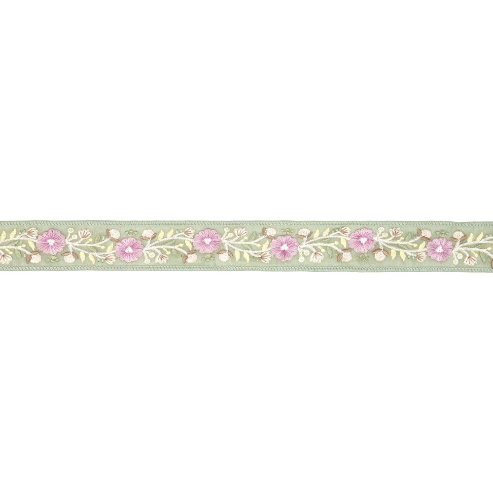 Green Flower Trim Wired Dupioni Ribbon - 1.5" - Greenery MarketWired Ribbon6935W-314-38C