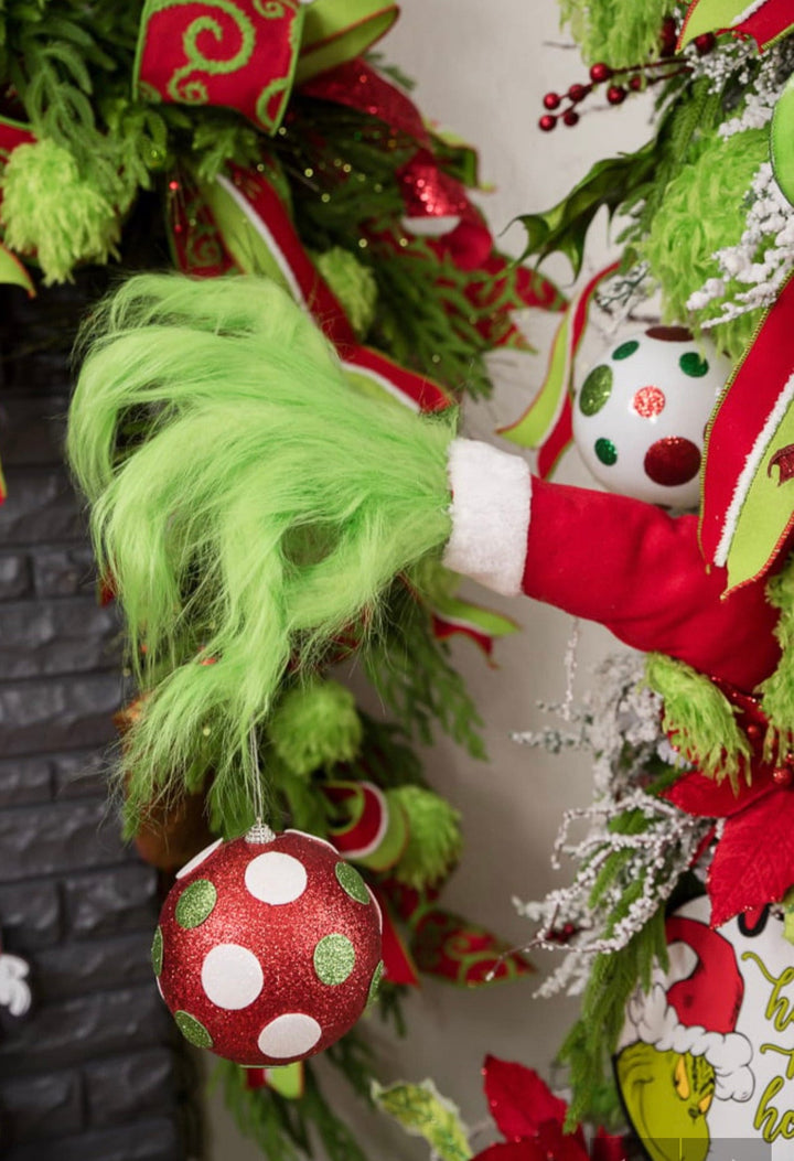 Green fluffy monster hand holding ornament - Greenery MarketPicks85515RWG