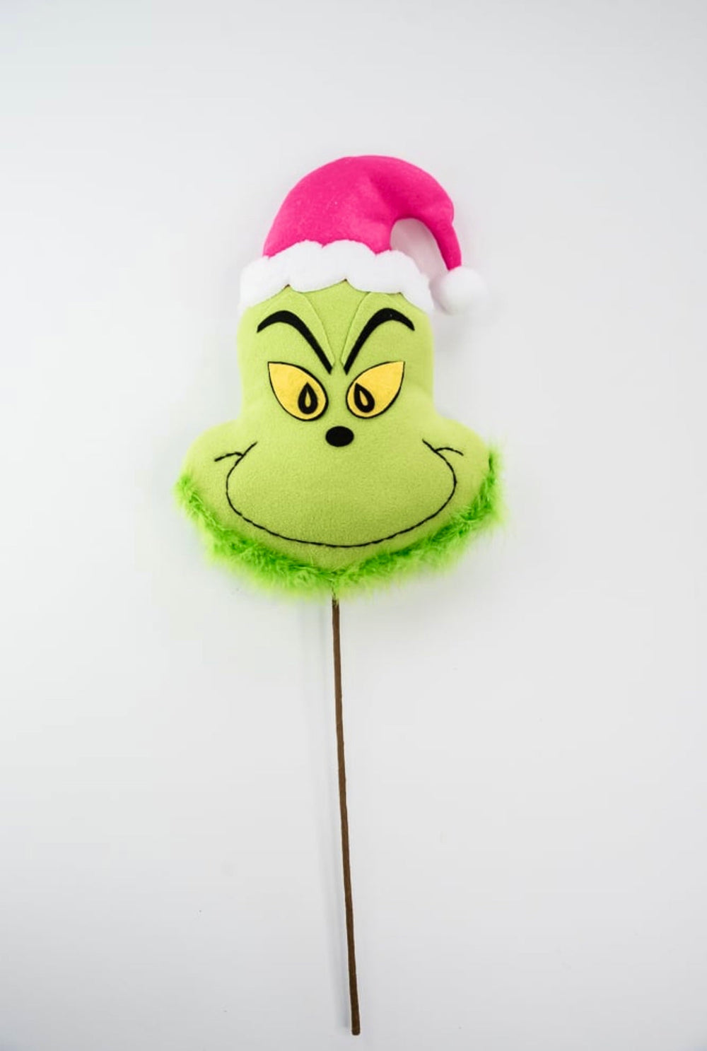 Green fluffy monster head with pink hat - Greenery MarketPicks