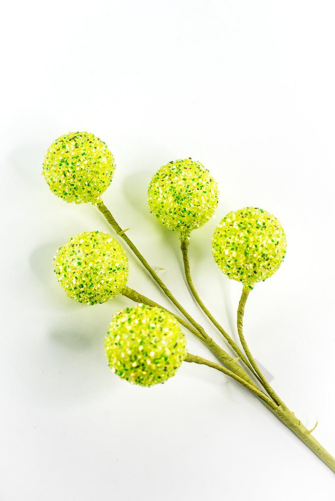 Green Frizzy Ball Pick - 18" - Greenery Market63981GN