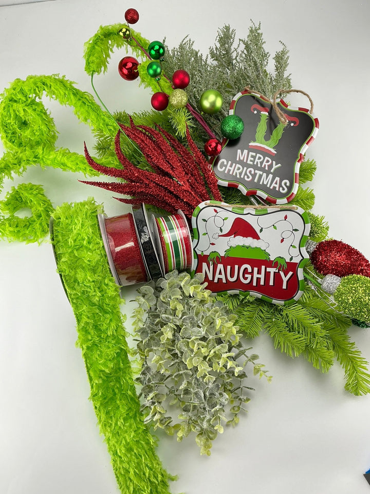 Green fuzzy elf kit with swag - Greenery MarketgreenfurxSTRIPE