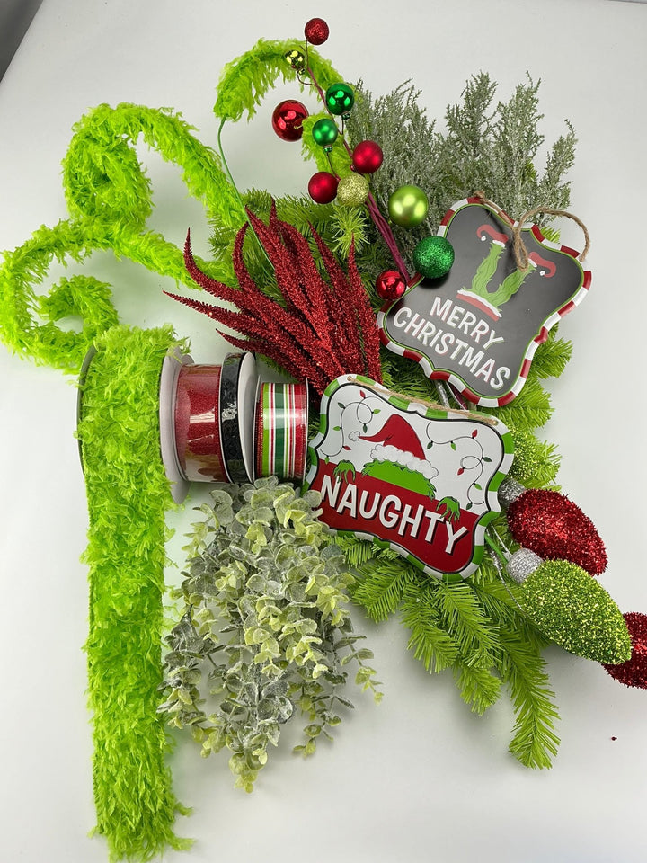 Green fuzzy elf kit with swag - Greenery MarketgreenfurxSTRIPE