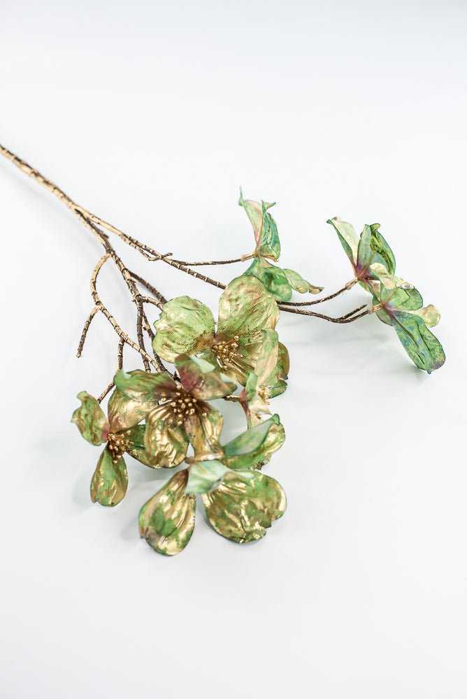 Green Gold Metallic Dogwood Spray - 30" - Greenery MarketXFS598-GR