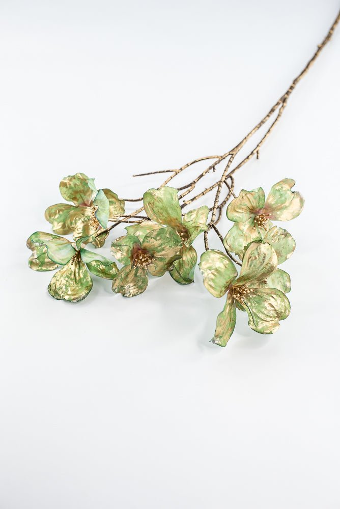 Green Gold Metallic Dogwood Spray - 30" - Greenery MarketXFS598-GR