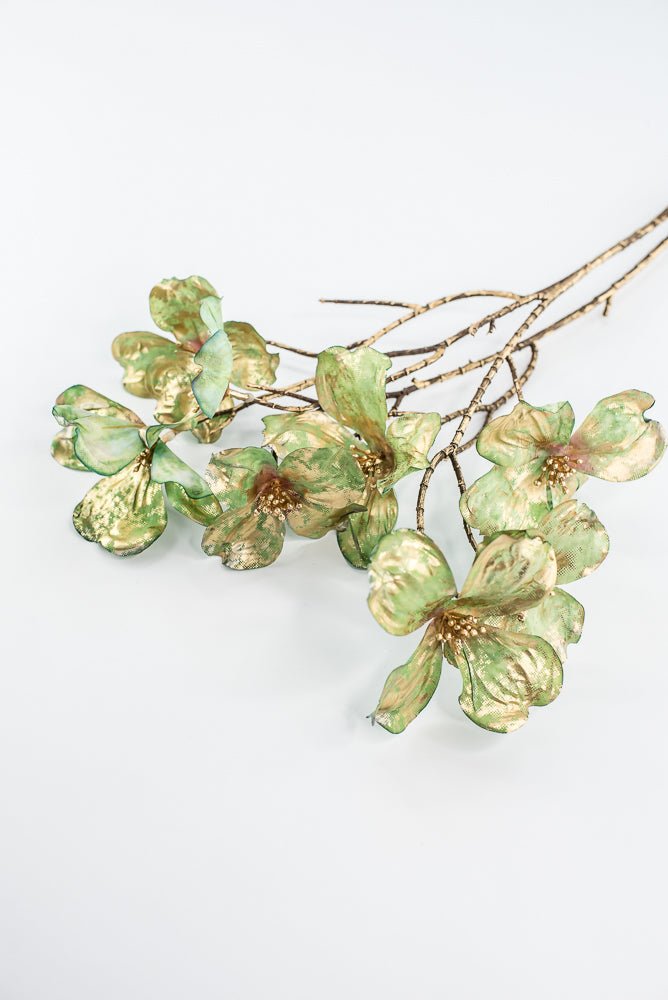 Green Gold Metallic Dogwood Spray - 30" - Greenery MarketXFS598-GR