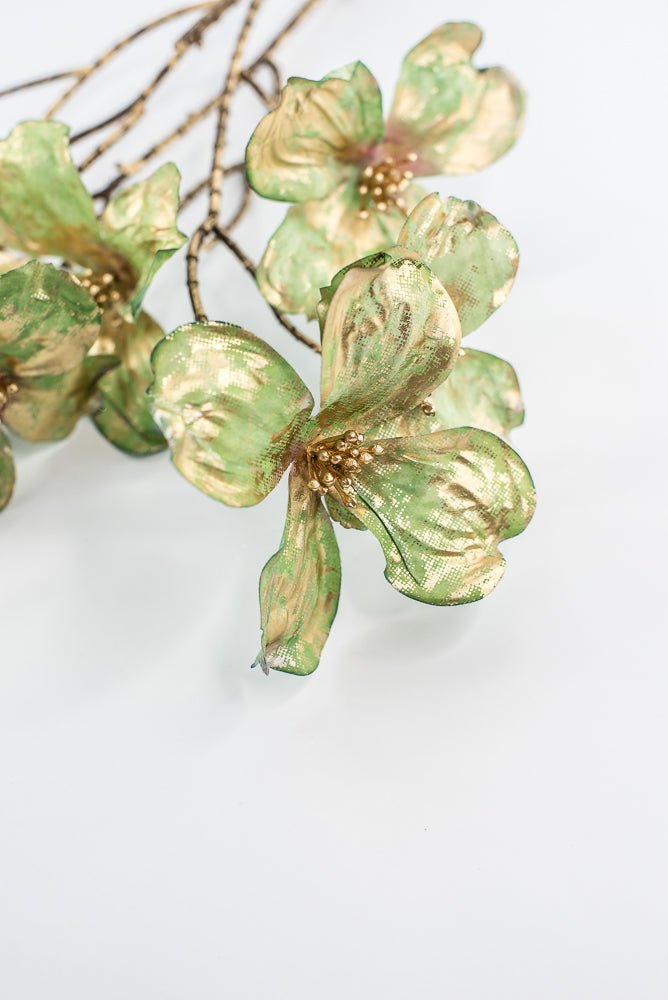 Green Gold Metallic Dogwood Spray - 30" - Greenery MarketXFS598-GR
