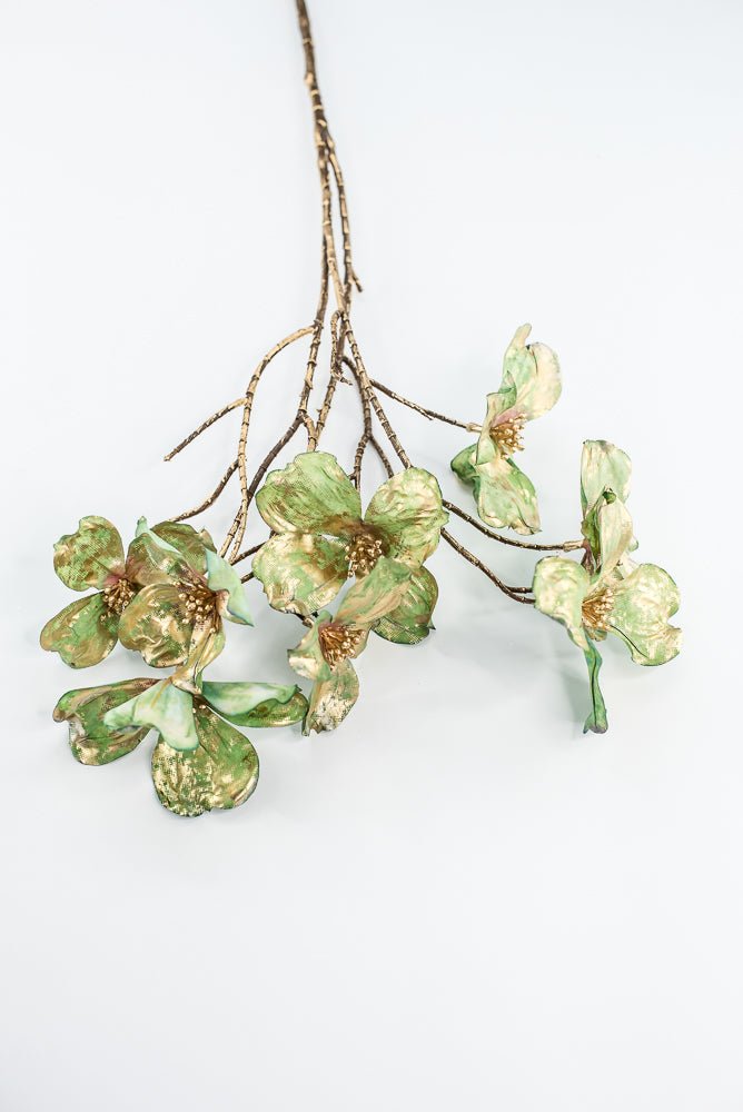 Green Gold Metallic Dogwood Spray - 30" - Greenery MarketXFS598-GR