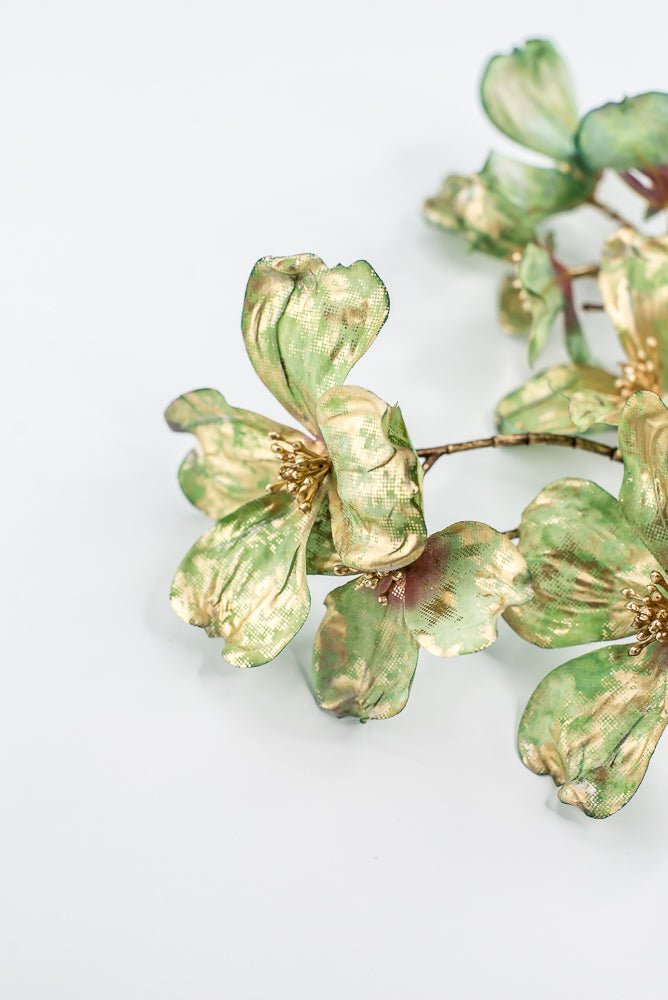 Green Gold Metallic Dogwood Spray - 30" - Greenery MarketXFS598-GR