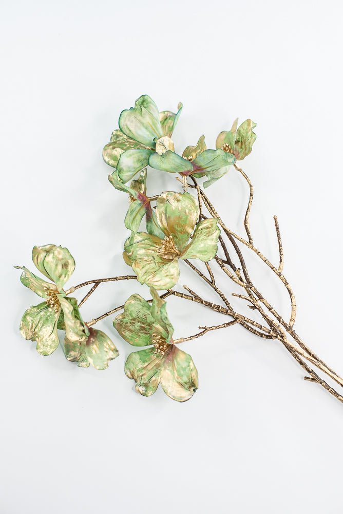 Green Gold Metallic Dogwood Spray - 30" - Greenery MarketXFS598-GR