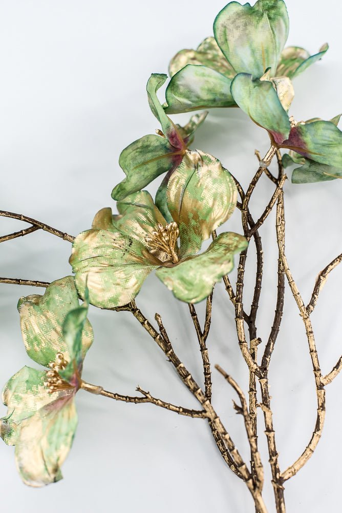 Green Gold Metallic Dogwood Spray - 30" - Greenery MarketXFS598-GR