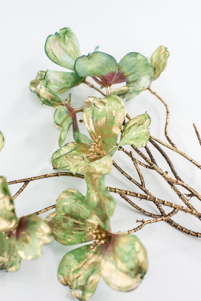 Green Gold Metallic Dogwood Spray - 30" - Greenery MarketXFS598-GR