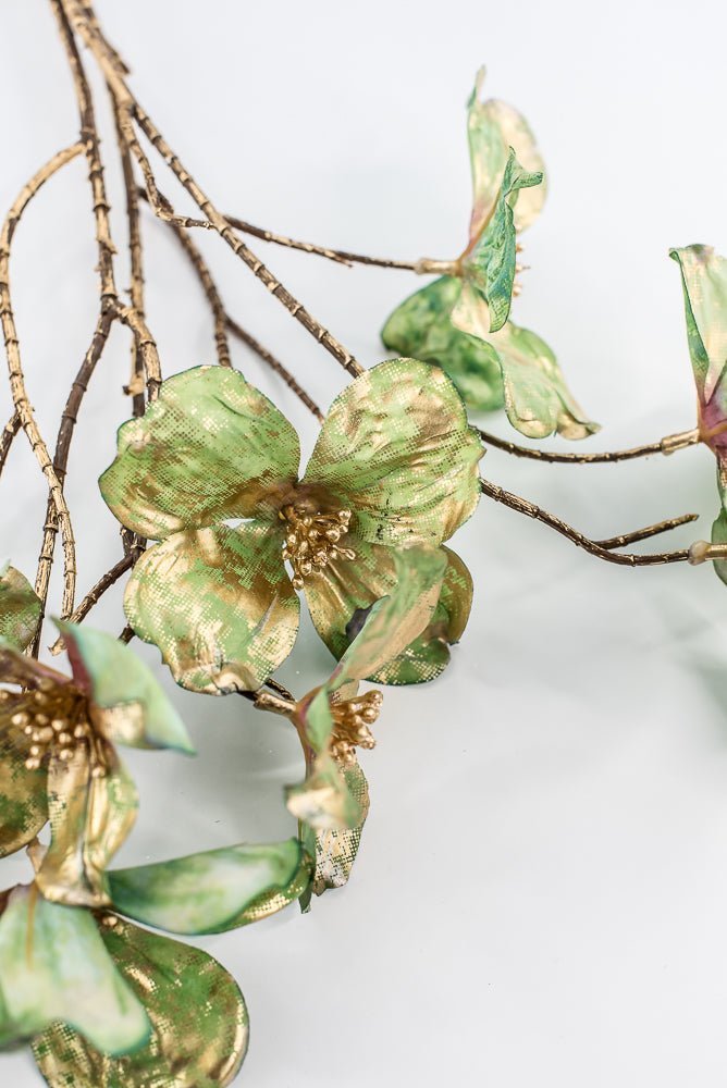 Green Gold Metallic Dogwood Spray - 30" - Greenery MarketXFS598-GR