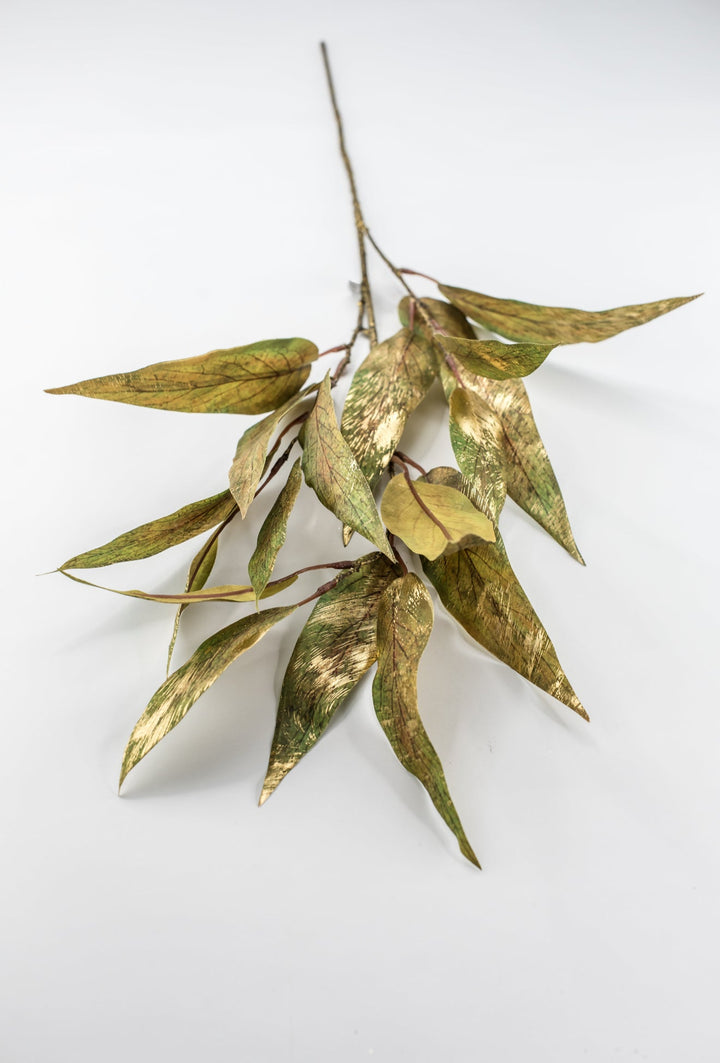 Green & Gold Metallic Eucalyptus Leaf Spray - 31" - Greenery MarketXDS320-GR/GO