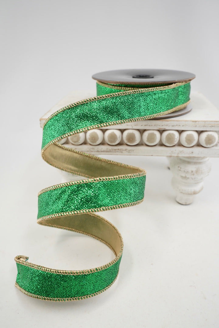 Green & Gold Metallic Ribbon - 1" - Greenery MarketRibbon208165