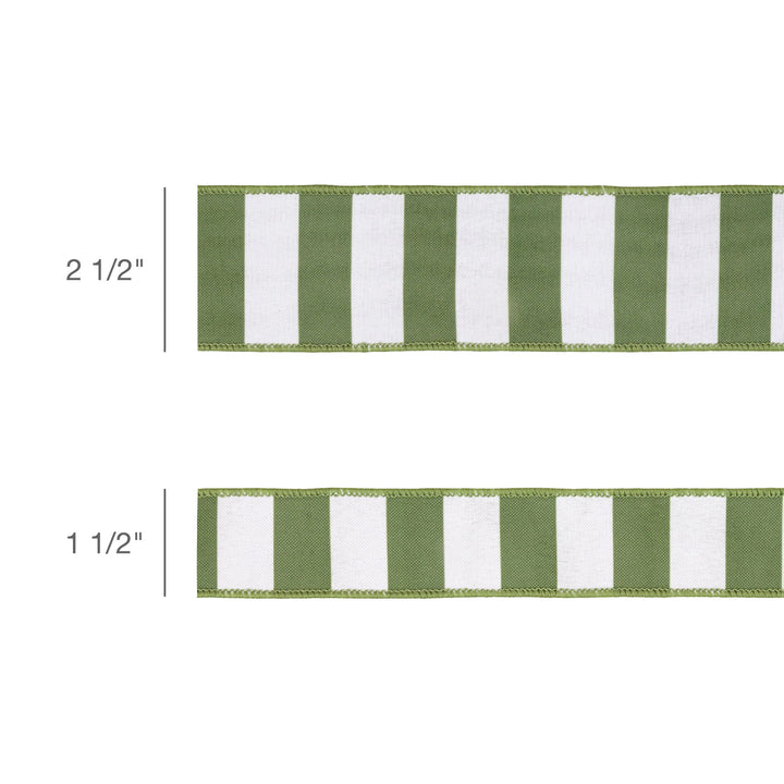 Green Horizontal Stripe With Green Backing Wired Ribbon - 1.5" - Greenery MarketWired Ribbon9335W-570-38E