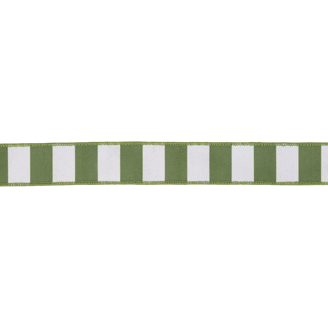 Green Horizontal Stripe With Green Backing Wired Ribbon - 1.5" - Greenery MarketWired Ribbon9335W-570-38E