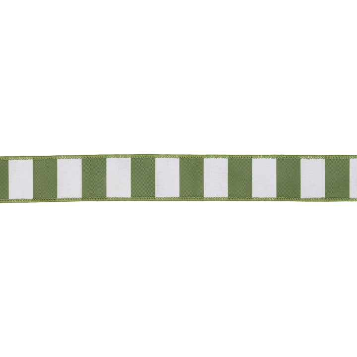 Green Horizontal Stripe With Green Backing Wired Ribbon - 1.5" - Greenery MarketWired Ribbon9335W-570-38E