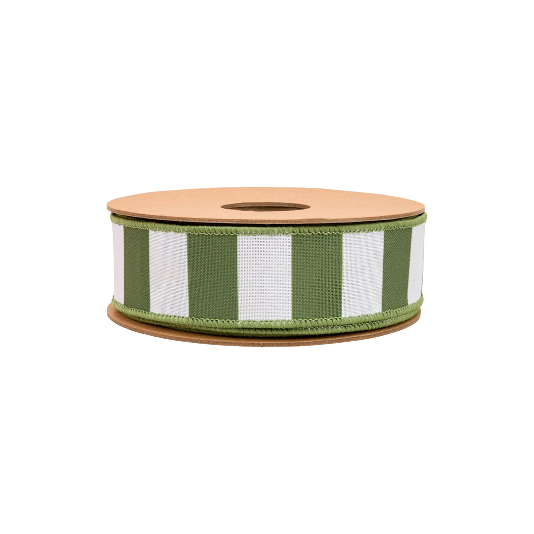 Green Horizontal Stripe With Green Backing Wired Ribbon - 1.5" - Greenery MarketWired Ribbon9335W-570-38E