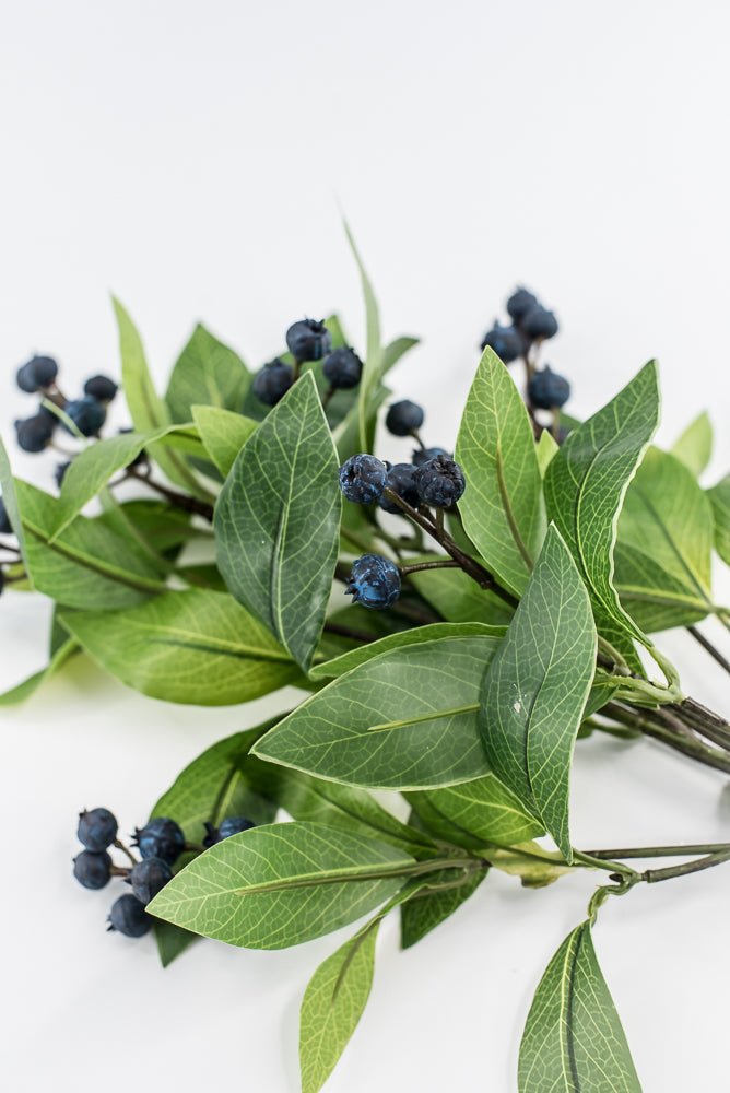 Green Laurel Leaf Bush With Blue Berries - 15" - Greenery MarketXIB015-GR/BL