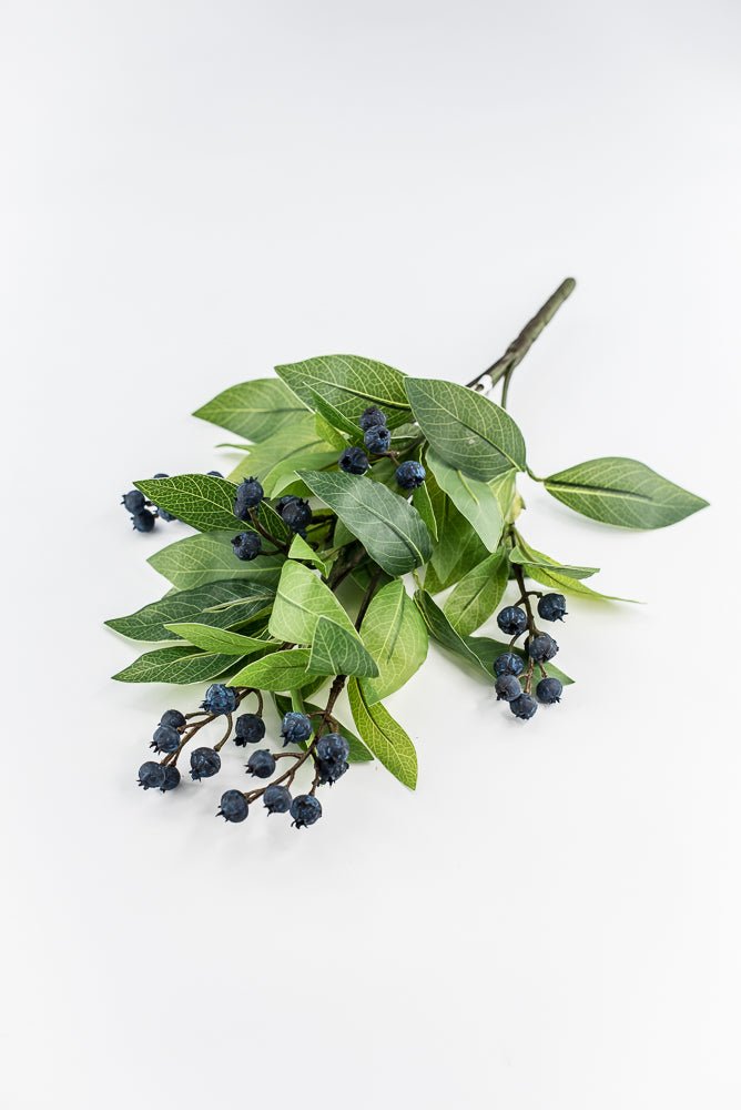 Green Laurel Leaf Bush With Blue Berries - 15" - Greenery MarketXIB015-GR/BL