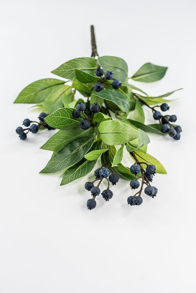 Green Laurel Leaf Bush With Blue Berries - 15" - Greenery MarketXIB015-GR/BL