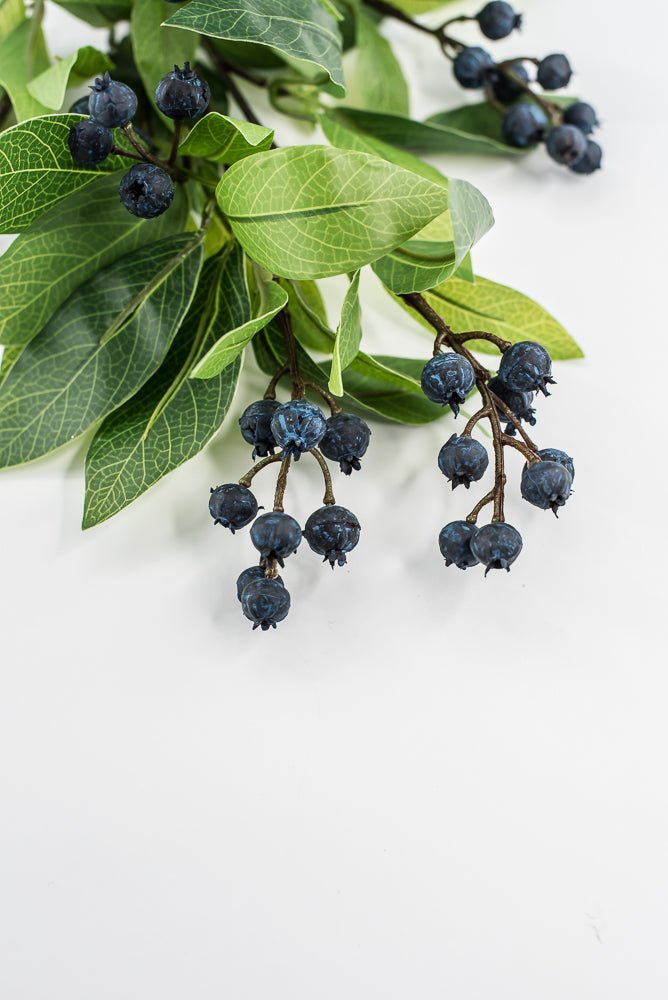 Green Laurel Leaf Bush With Blue Berries - 15" - Greenery MarketXIB015-GR/BL