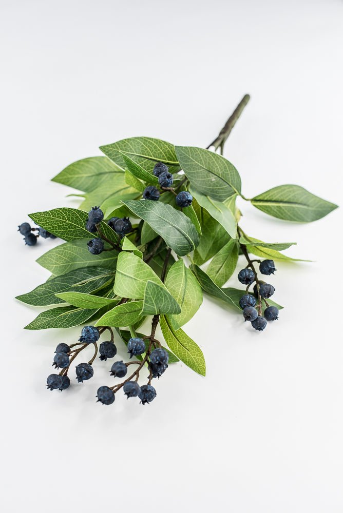 Green Laurel Leaf Bush With Blue Berries - 15" - Greenery MarketXIB015-GR/BL