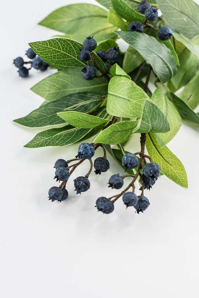 Green Laurel Leaf Bush With Blue Berries - 15" - Greenery MarketXIB015-GR/BL