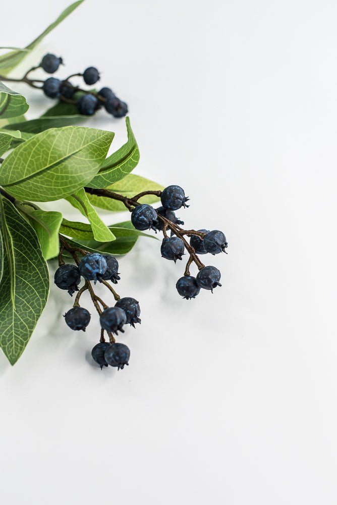 Green Laurel Leaf Bush With Blue Berries - 15" - Greenery MarketXIB015-GR/BL