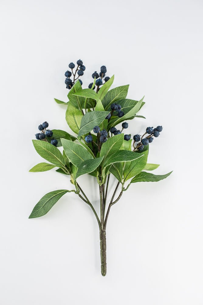 Green Laurel Leaf Bush With Blue Berries - 15" - Greenery MarketXIB015-GR/BL