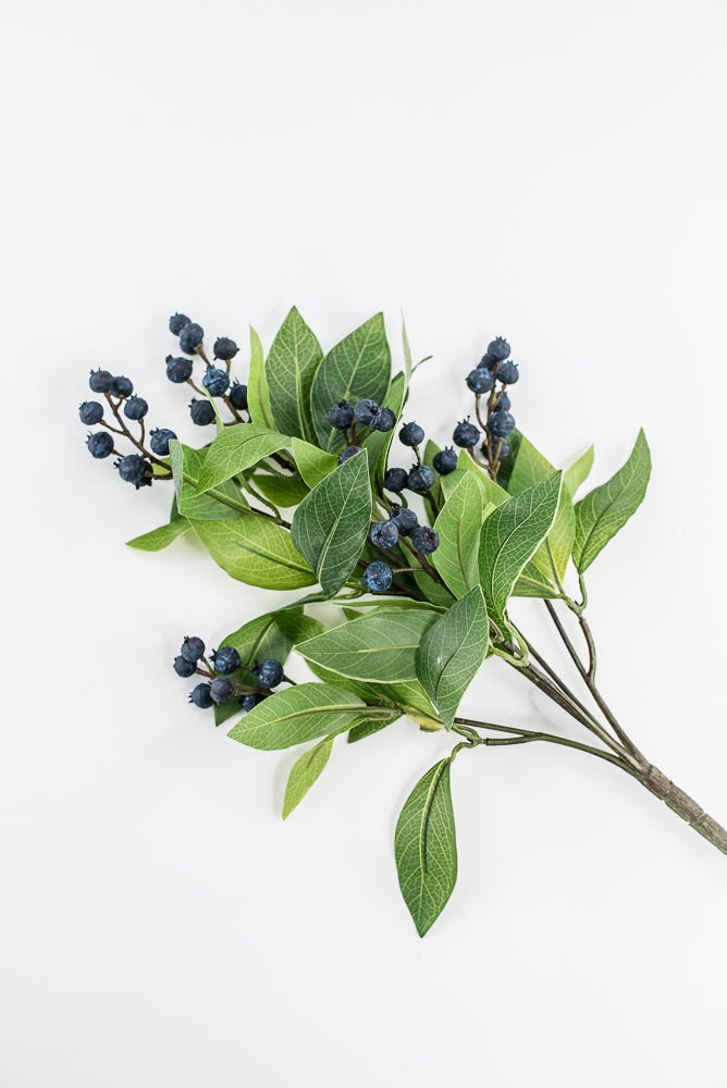 Green Laurel Leaf Bush With Blue Berries - 15" - Greenery MarketXIB015-GR/BL