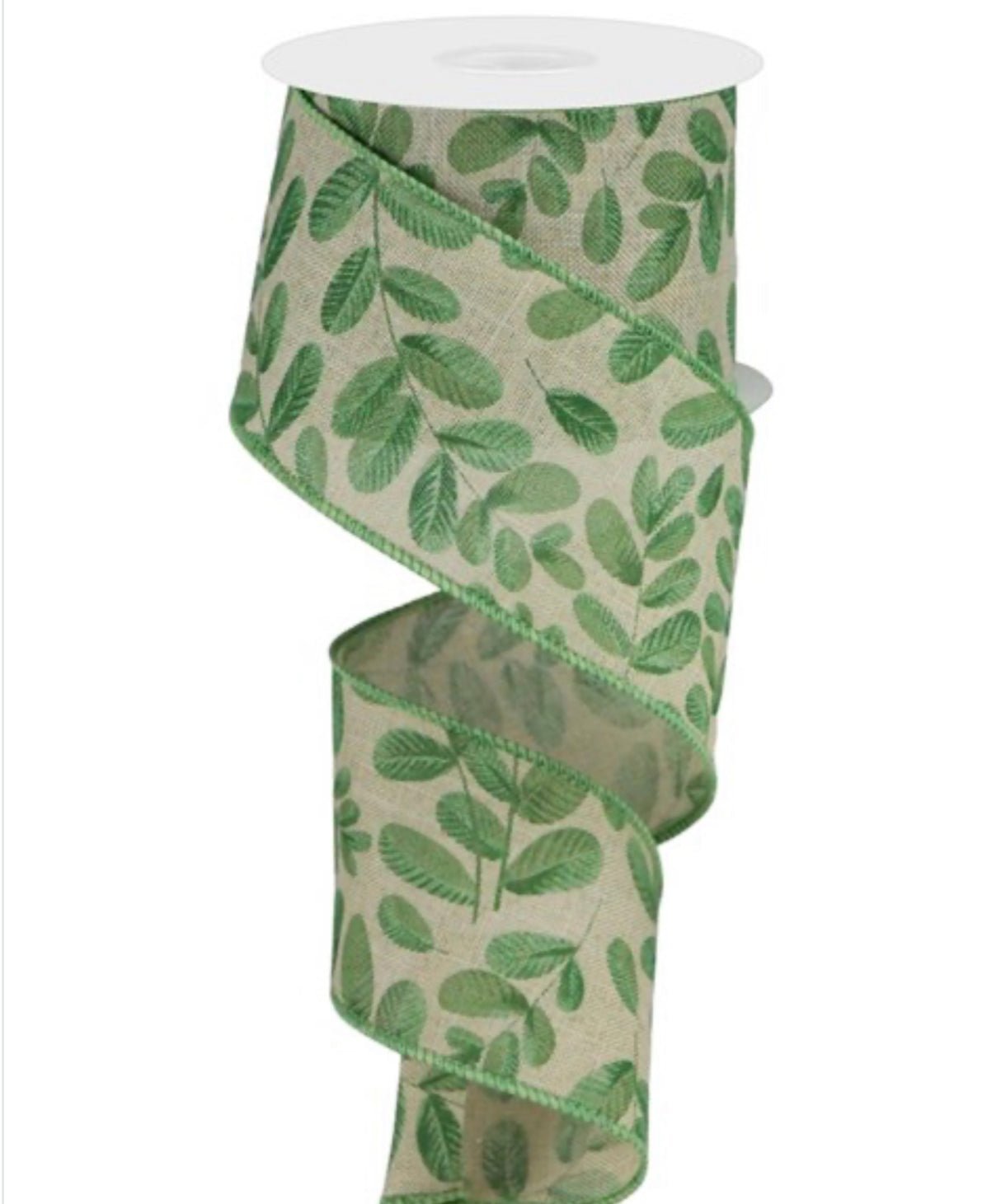 Green leaves wired ribbon 2.5” - Greenery MarketWired ribbonRGC1198NF