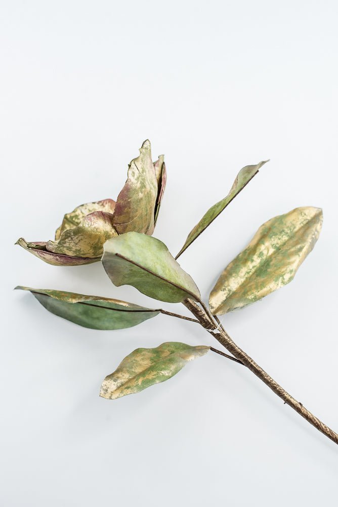 Green Metallic Antique Magnolia Spray - 23" - Greenery MarketXFS844-GR