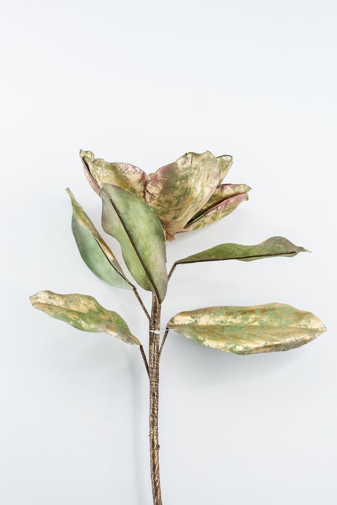 Green Metallic Antique Magnolia Spray - 23" - Greenery MarketXFS844-GR