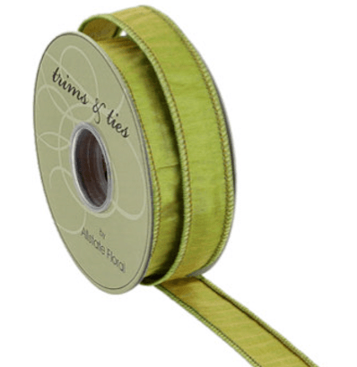 Green Metallic Dupion Wired Ribbon - 1" - Greenery MarketRM0825-GR