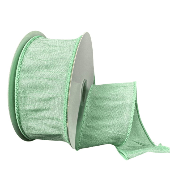 Green mint, faux Dupioni wired ribbon 1.5” - Greenery MarketWired ribbon72434 - 09 - 06