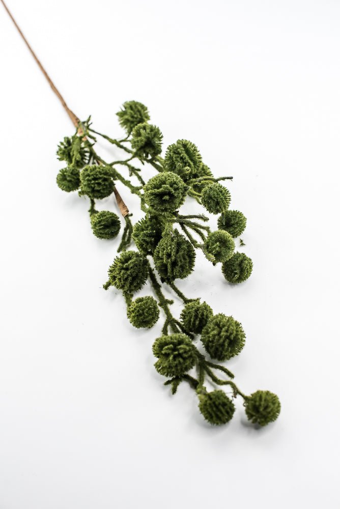 Green Moss Pom Pom Twig Spray - Greenery Market86303GN