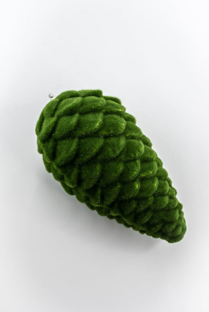 Green Ornament Flocked Pinecone - Greenery Market86380GN