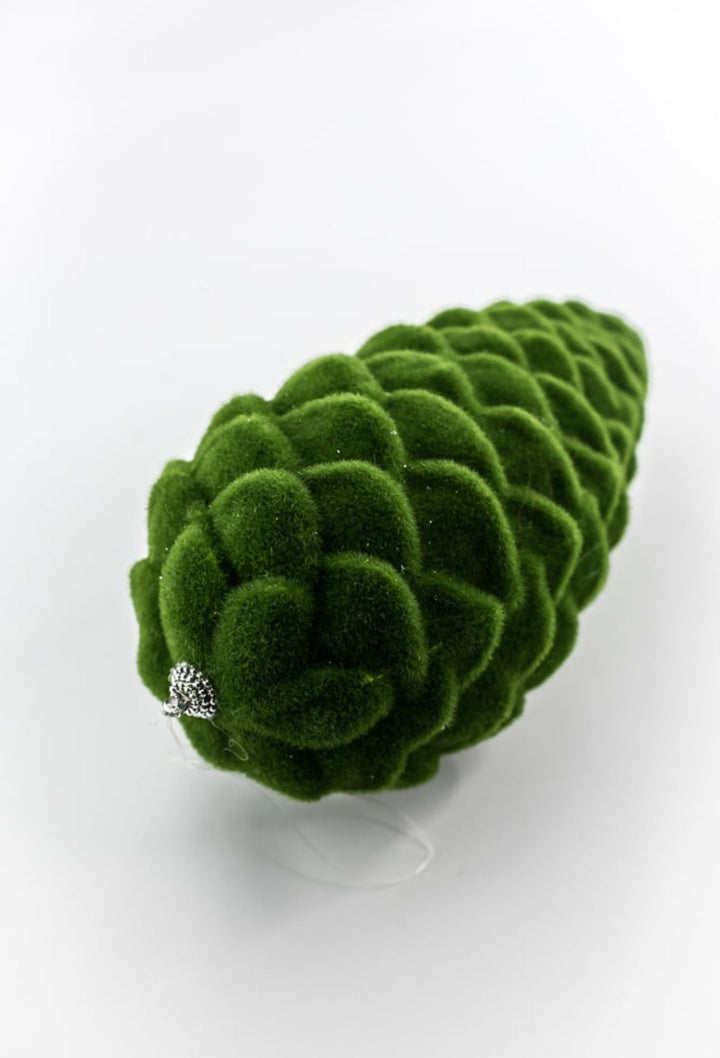 Green Ornament Flocked Pinecone - Greenery Market86380GN