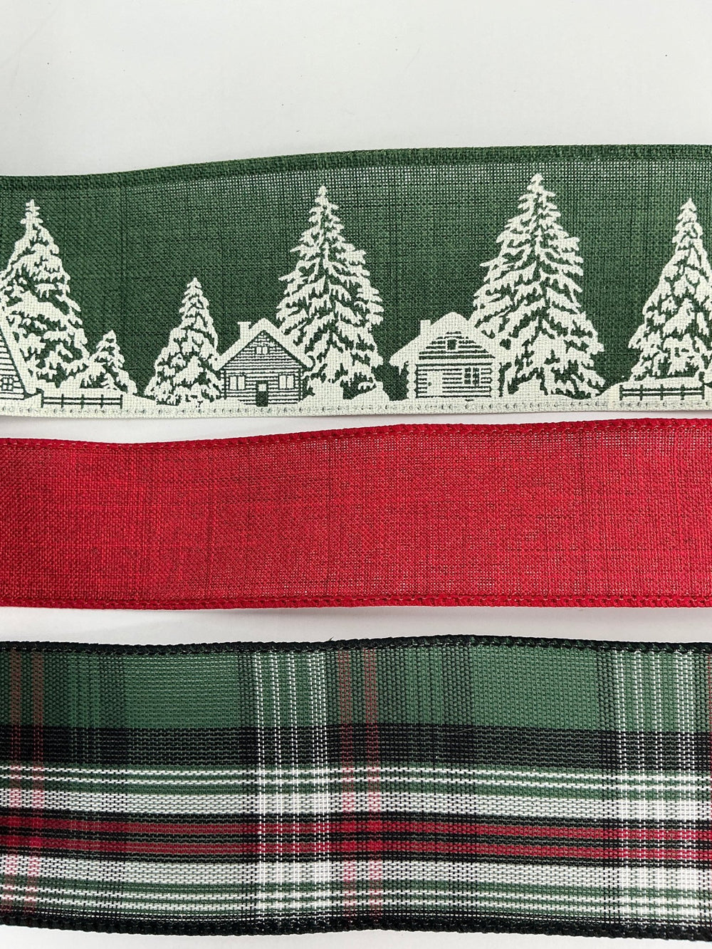 Green plaid and red tree bow bundle x 3 - Greenery MarketRibbons & TrimGreenplaidtreeX3