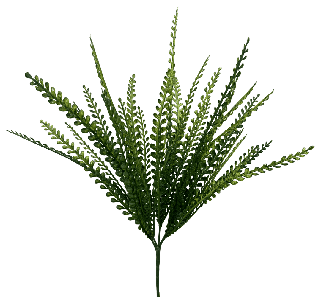 Green Plastic Bead Grass Leaves Bush - 16" - Greenery Market13686GN